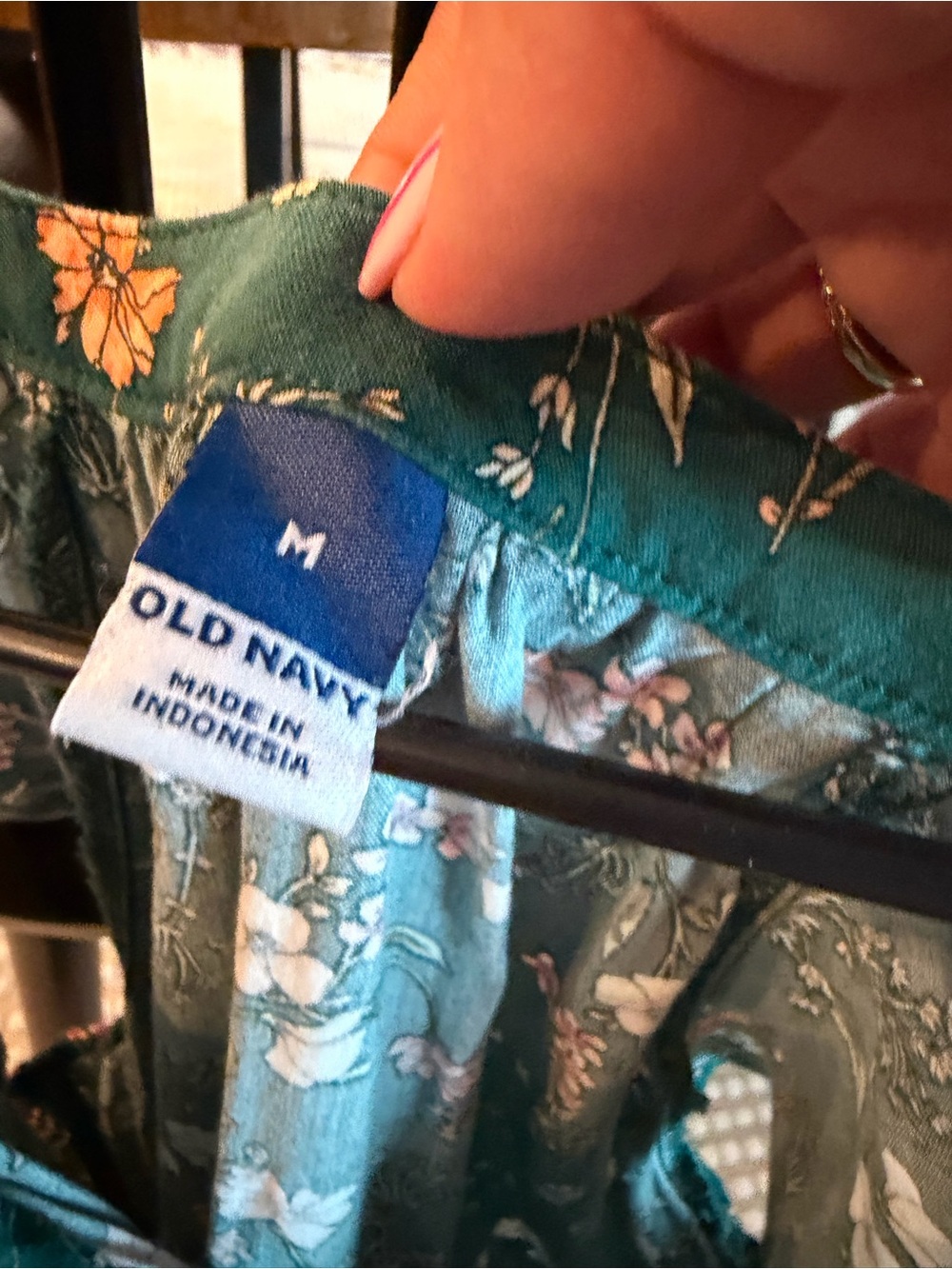 Old Navy Teal Floral Short Sleeve Swing Dress - Picture 2 of 4